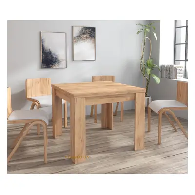 Furneo Modern Dining Table Only Extendable 90-180cm Oak Effect Golden