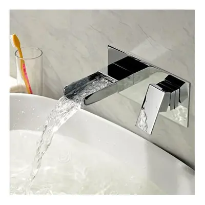 Ozone Square Waterfall Wall Mounted Basin Mixer Tap Chrome