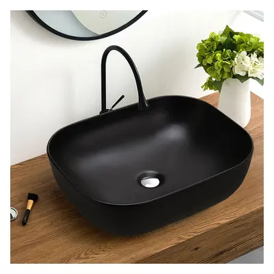 Rectangular Ceramic Countertop Basin Black