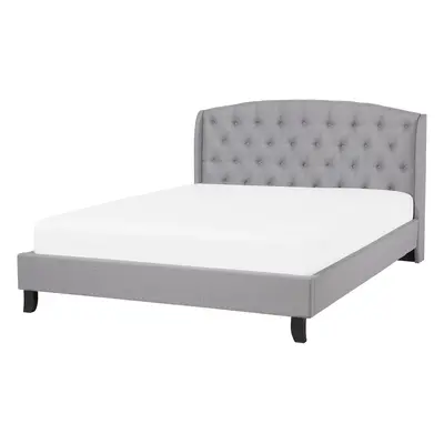 Bed BORDEAUX x cm (EU King Size) Fabric Light Grey