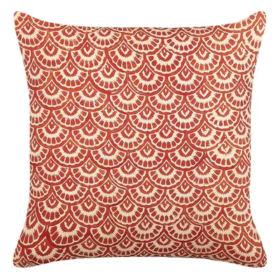 Cotton Cushion Geometric Pattern x cm Red RHUS