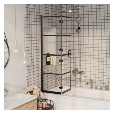 vidaXL Folding Shower Enclosure ESG Black Bathroom Shower Cabin Cubicle Screen