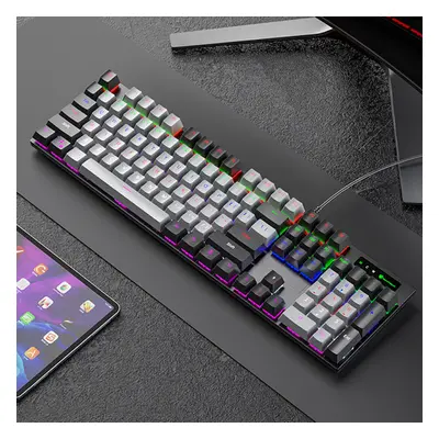 (Grey) Keys Wired Mechanical Keyboard LED Backlit Blue Switch USB Wired Gaming Keyboard for Lapt