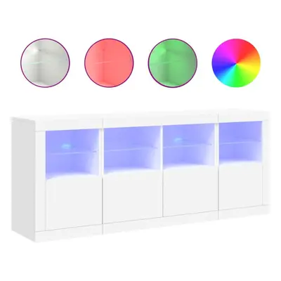 (white) vidaXL Sideboard with LED Lights Home Cupboard Side Cabinet Storage Highboard