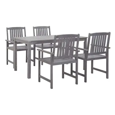 5 Piece Outdoor Dining Set Grey Solid Acacia Wood