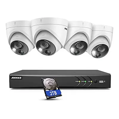 ANNKE PIR CCTV Camera System, Channel 4K/8MP DVR with 2TB HDD and 4pcs 5MP Outdoor Security Came