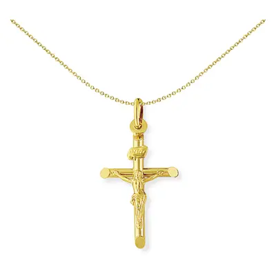 Jewelco London 9ct Yellow Gold Crucifix INRI Jesus Cross Charm Pendant - 18x23mm - CRNR02001