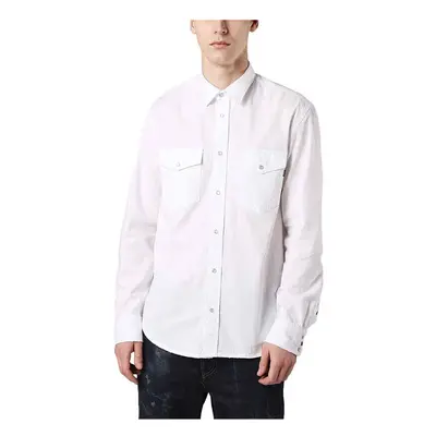 (White, L) DIESEL D ROOKE Mens Shirts Long Sleeve Regular Fit Camicia Cotton White Shirts