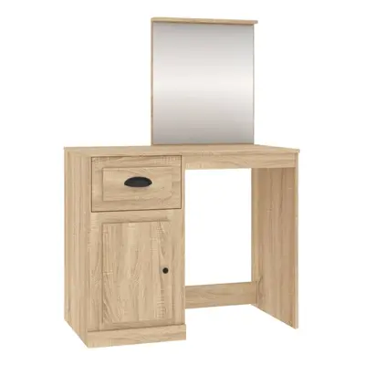 (sonoma oak, with mirror) vidaXL Dressing Table Vanity Desk Cosmetic Table Makeup Desk Engineere