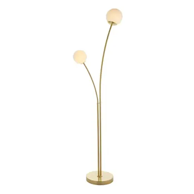 Floor Lamp Light Satin Brass & Opal Glass x 3W LED G9 Complete Lamp