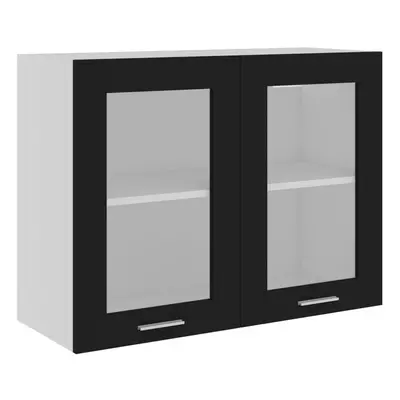 vidaXL Hanging Glass Cabinet Black Engineered Wood Furniture Storage Shelf