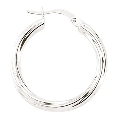 Jewelco London Ladies Sterling Silver Twisted Hoop Earrings 28mm 3mm - ER25