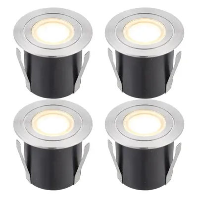 4 PACK Recessed IP67 Guide Light - 1.2W Warm White LED - Stainless Steel