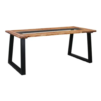 Dining Table 180x90x75 cm Solid Acacia Wood and Glass