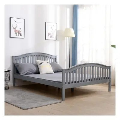 Madrid Double Grey Wooden Bed 4ft Solid Pine High End Slatted Base