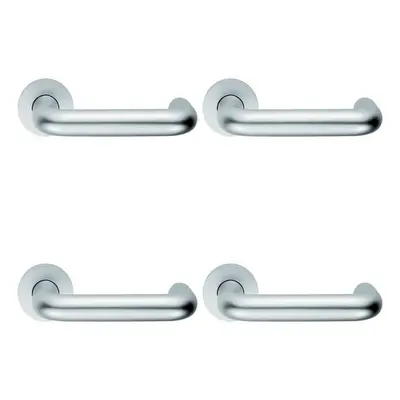 4x PAIR 22mm Round Bar Safety Lever on Round Rose DDA Compliant Satin Aluminium