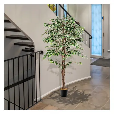 160 CM Artificial Ficus Tree Faux Greenery Potted Plant w/1008 Leaves