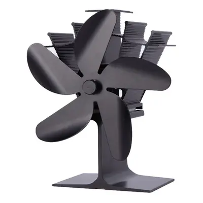 (Black) Blades Stove Fan Heat Powered Saving Fireplace Ecofan Burner