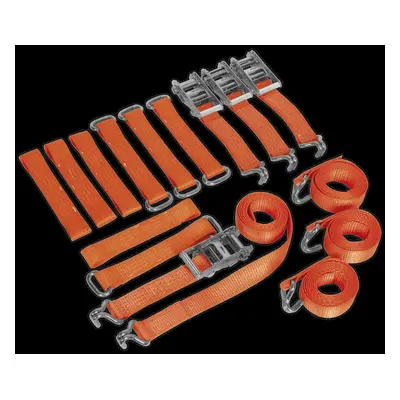 Car Transporter Ratchet Strap Alloy/Steel Wheel Kit 4pc 50mm x 3m 4500kg Breaking Strength