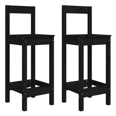 (Black, x 41.5 x cm) vidaXL 2x Solid Wood Pine Bar Chairs Wooden Dining Room Bar Stool Pub Chair