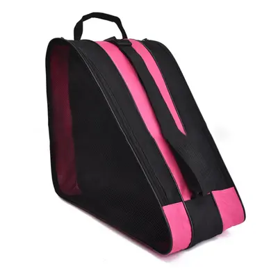 (Pink) Portable Ice Skate Bag Roller Skate Carry Bag Adjust Shoulder Strap Carry Case