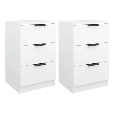 (white, 2) vidaXL Bedside Cabinets Night Stand End Table Side Table Bed Drawer Cabinet