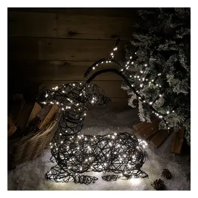 62cm LED Indoor Outdoor Wicker Sitting Reindeer Christmas Decoration