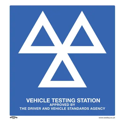 1x MOT TESTING STATION Safety Sign - Aluminium Metal x 625mm Warning Plate