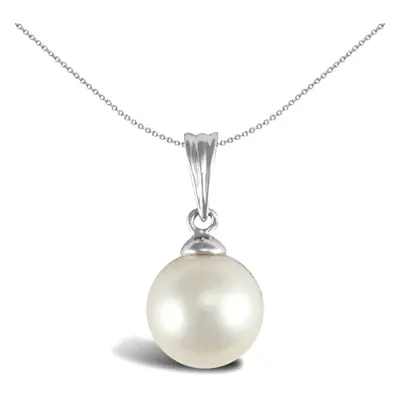 Jewelco London Ladies 9ct White Gold Seawater Cultured Akoya Pearl Full Moon Pendant 7mm - JPD54