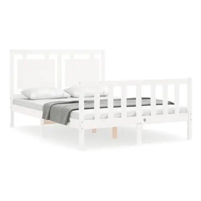 (white, x cm) vidaXL Bed Frame Bed Base Platform Bed with Headboard King Size Solid Wood