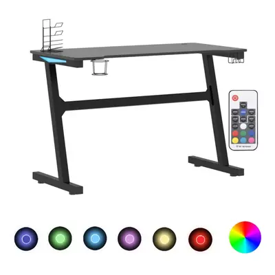 vidaXL Gaming Desk LED with Z Shape Black Home Office Computer Desk PC Table