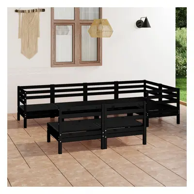 vidaXL Garden Lounge Set Outdoor Sofa Set Couch Piece Solid Pinewood Black