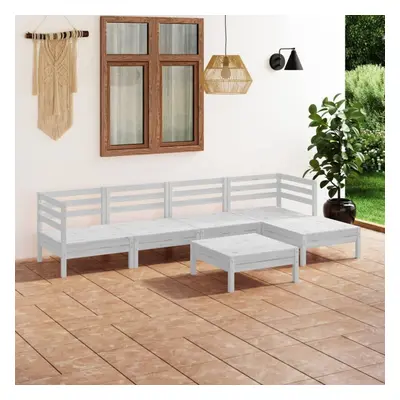 vidaXL Garden Lounge Set Outdoor Sofa Set Couch Piece Solid Pinewood White