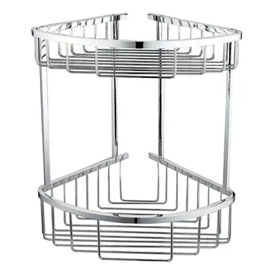 Corner Shower Caddy Double Shelf Basket Rack Chrome