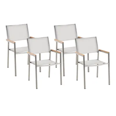 Set of Garden Chairs GROSSETO Stainless Steel White