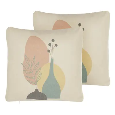 Set of Cushions Abstract Pattern x cm Multicolour CARDOON