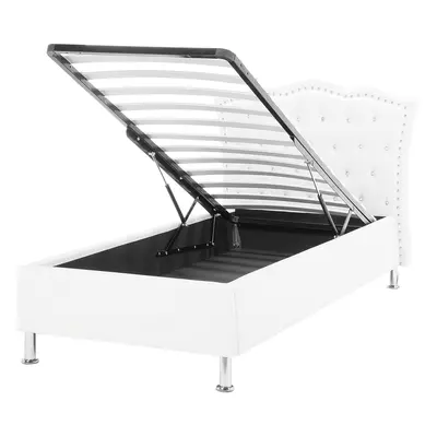 Ottoman Bed METZ x cm (EU Single) Faux Leather White