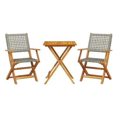 (grey, x x cm) vidaXL Bistro Set Piece Outdoor Bar Set Black Poly Rattan and Solid Wood