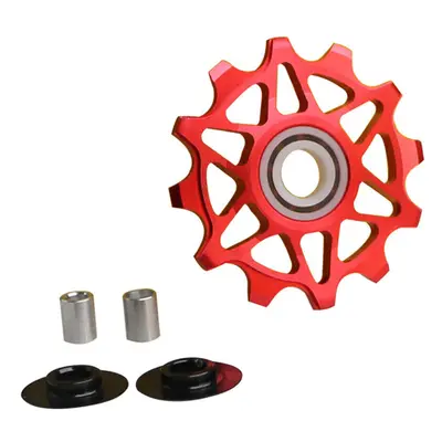 (Red) Bicycle Bike Rear Derailleur Ceramic Guide Pulley 12T Positive and Negative Tooth Guide Wh