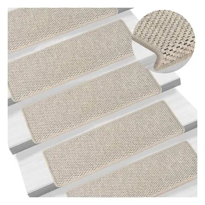 vidaXL Stair Mats Carpet Stair Tread Self-adhesive Sisal-Look pcs Silver