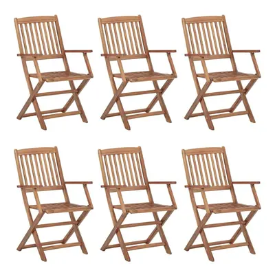 vidaXL 6x Solid Acacia Wood Folding Outdoor Chairs Furniture Garden Seating