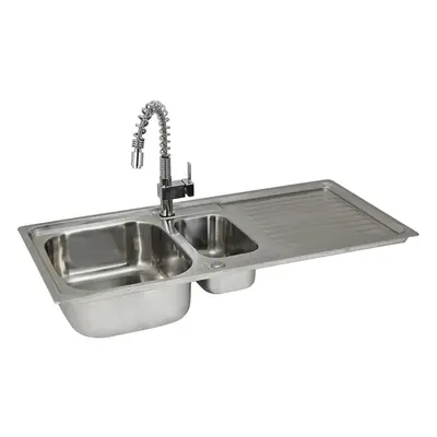 Kitchen Sinks 1.5 Bowl Stainless Steel Kitchen Sink Reversible Double Basin