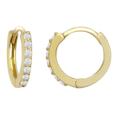 Jewelco London Ladies Solid 9ct Yellow Gold Cubic Zirconia Stone Eternity Huggie Hoop Earrings, 