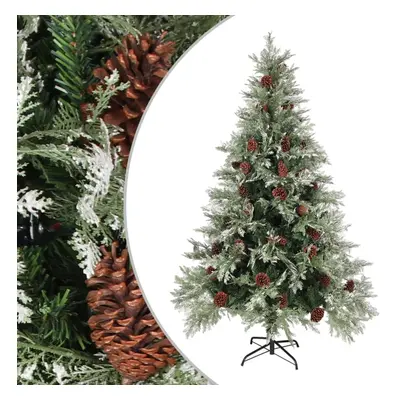 vidaXL Christmas Tree with Pine Cones Green and White cm PVC&PE Xmas Tree