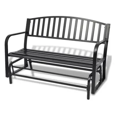 vidaXL Swing Bench Black Steel Outdoor Garden Park Porch Glider Chair Seat