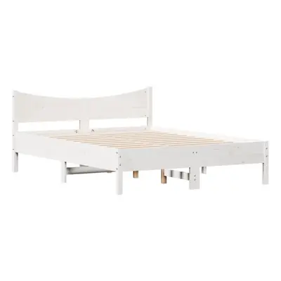 vidaXL Bed Frame Bedroom Bed Base Bedstead White 140x200 cm Solid Wood Pine