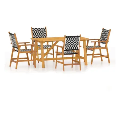 (140 cm table length/5) vidaXL Solid Wood Acacia Garden Dining Set Furniture Multi Sizes 3/5/7/9