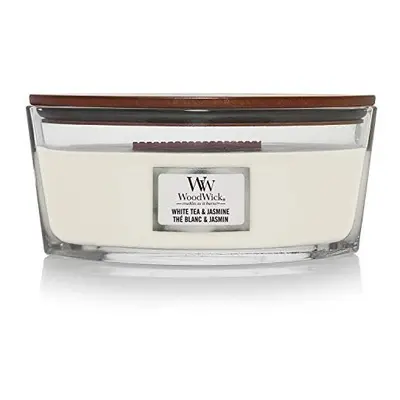 Woodwick Ellipse Scented Candle with Crackling Wick | White Tea and Jasmine | Up to Hours Burn T