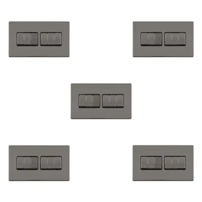 5 PACK Gang Multi Light Switch SCREWLESS BLACK NICKEL Way 10A Slim Rocker