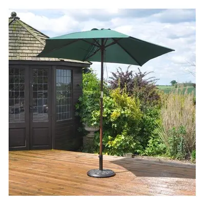 2.3m Wooden Garden Parasol in Green with 36mm Shaft & Pulley